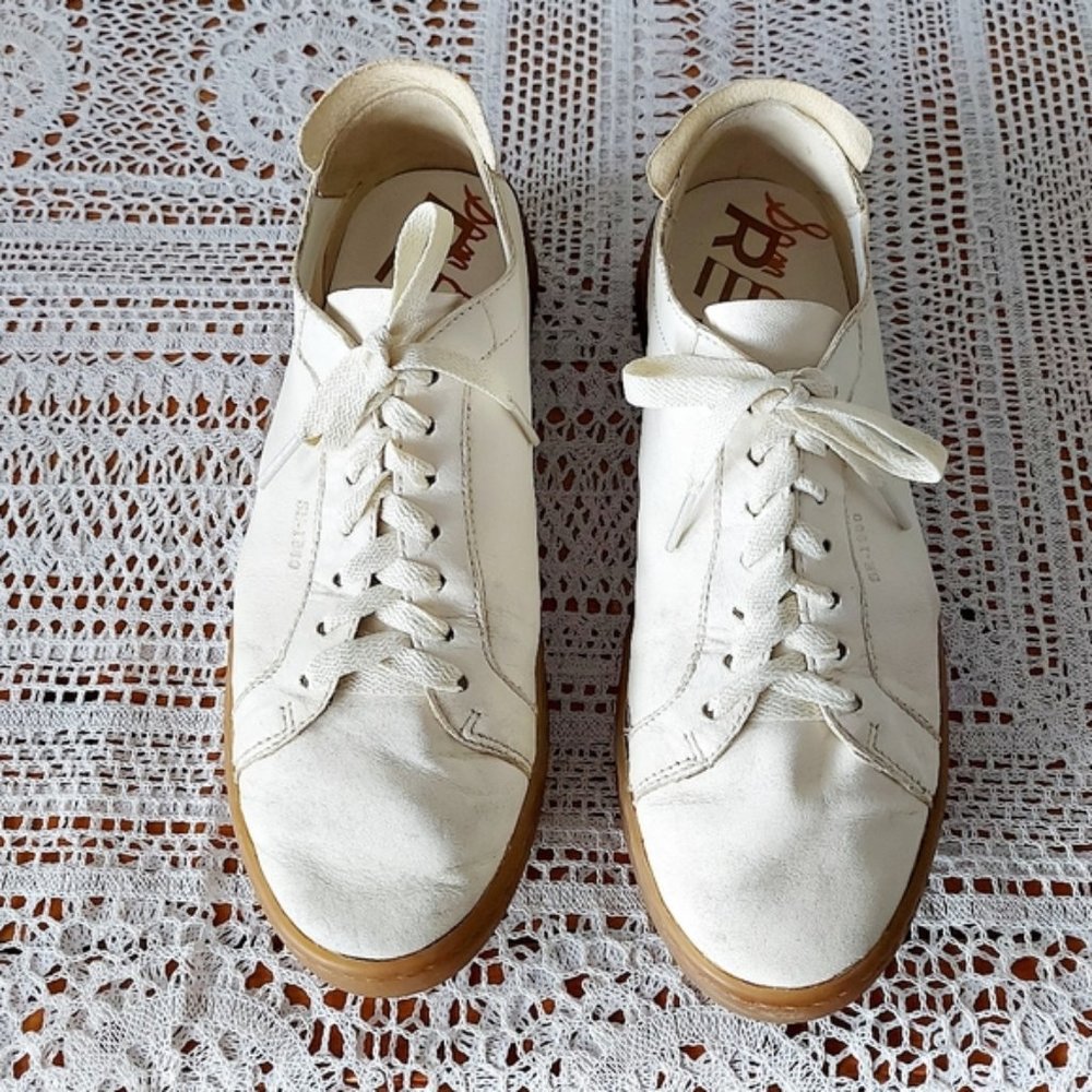 Sam Edelman Leather Sneakers Jayme Se-1980 Cream Lace-up Women's Size 8/8.5